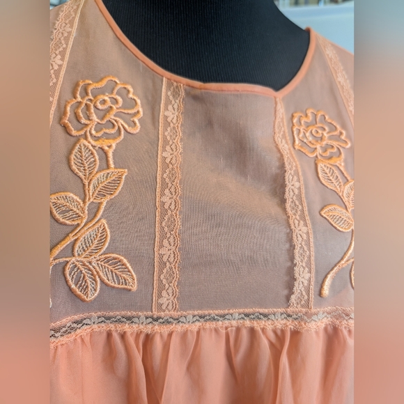 Vintage Embroidered Peignoir Slip Dress - Picture 5 of 8